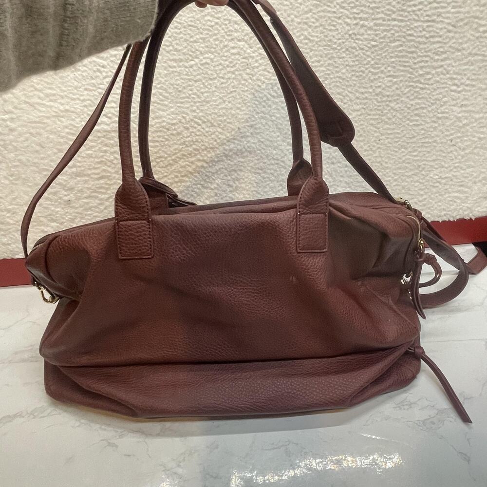 Sole Society Duffle Bag Womens Large Burgundy Faux Leather Weekender Travel Bag - Picture 2 of 13